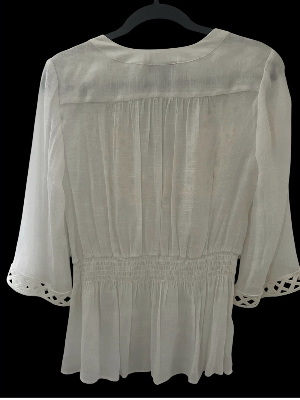 Alfani Cream Crochet-Trim Peasant Blouse - Picture 2 of 5